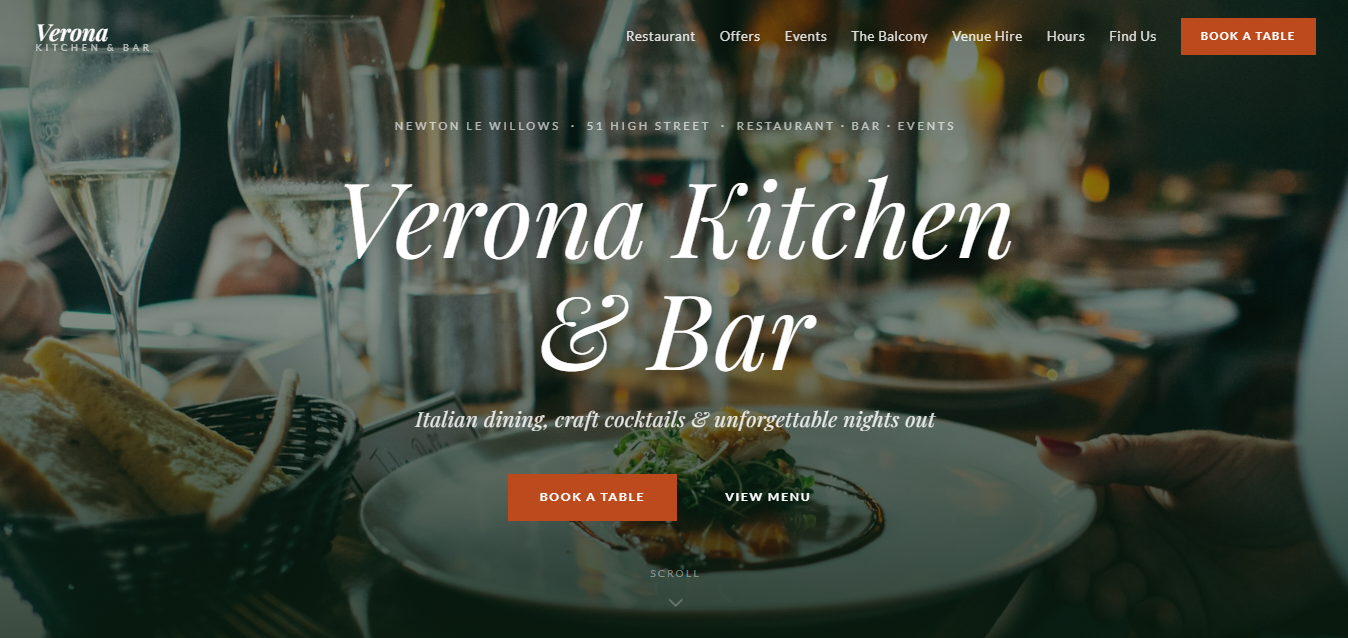 Verona Kitchen & Bar website — built by Social Blitz